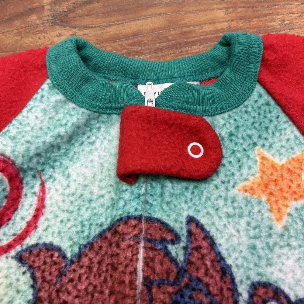 VTG 90s Looney Tunes Baby Taz 3T Fleece Sleeper Romper Red One Piece Outfit‎ USA